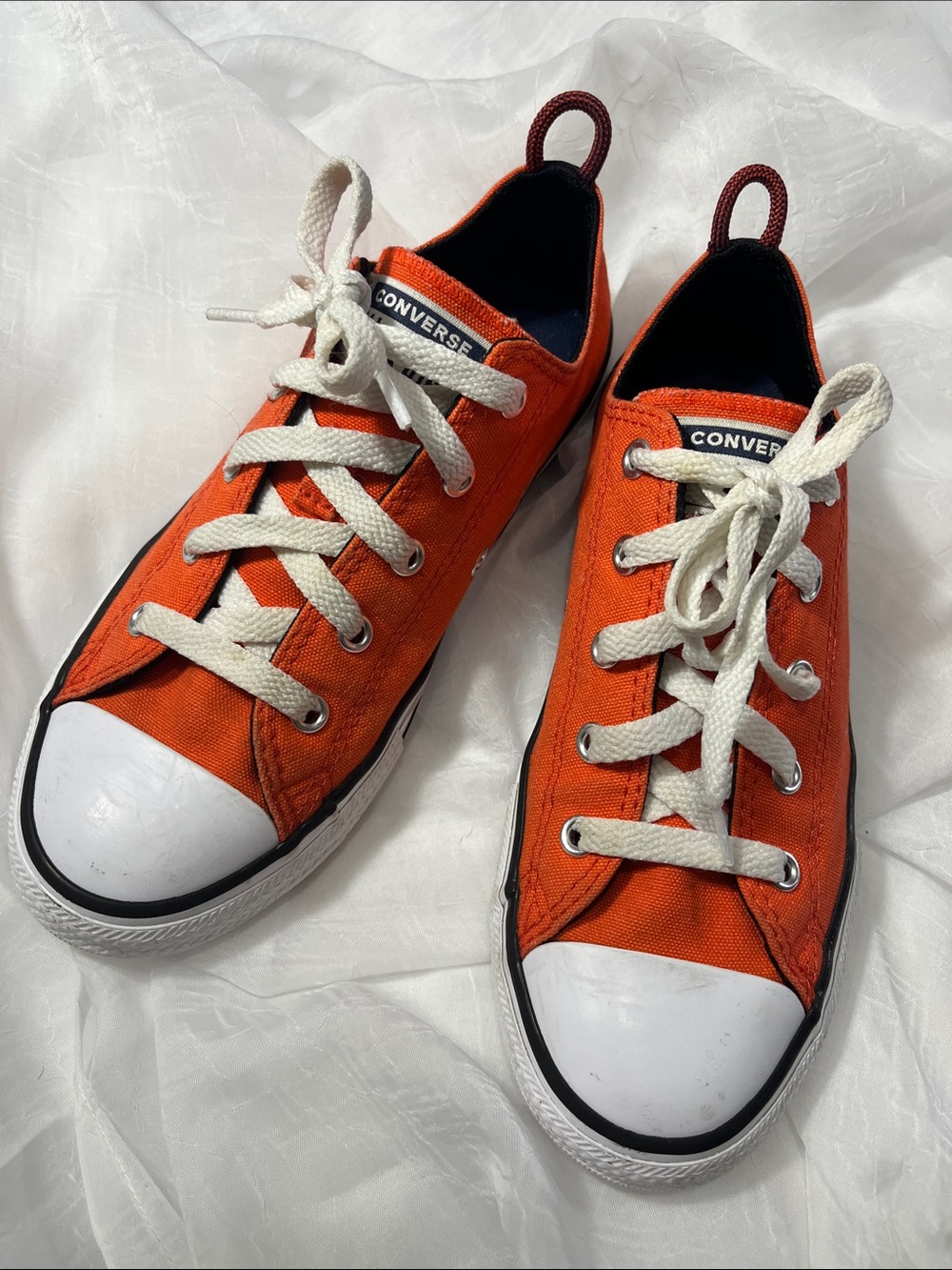 Converse Orange Low-Top Kids Sneakers with White Toe